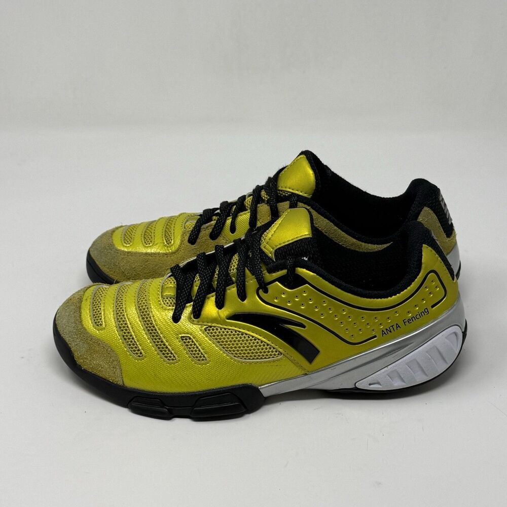 Anta Fencing Shoes Mens 6.5 Yellow Suede Mesh Professional Lightweight - Picture 4 of 16